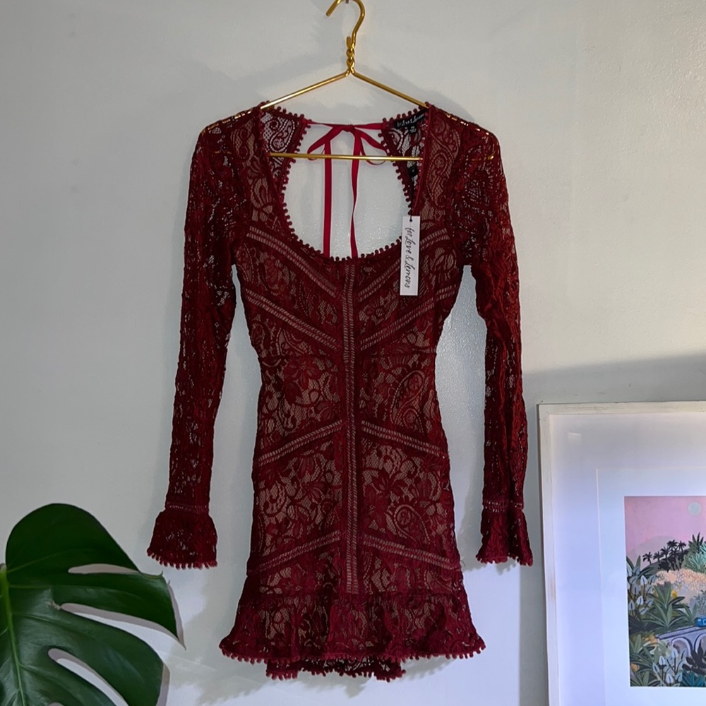 Free People x For Love & Lemons Emerie Mini Dress Red XS